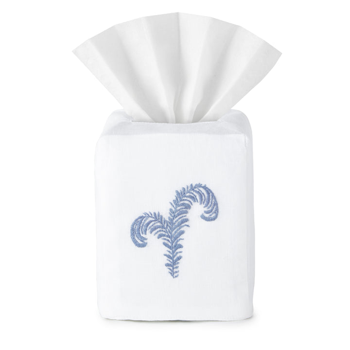 Egret Feather Tissue Box Cover - Loro Lino Fine Linens