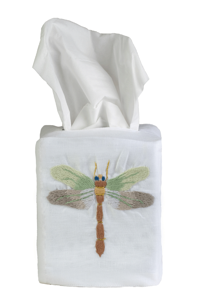 Fishers Dragonfly Tissue Box Cover - Loro Lino Fine Linens