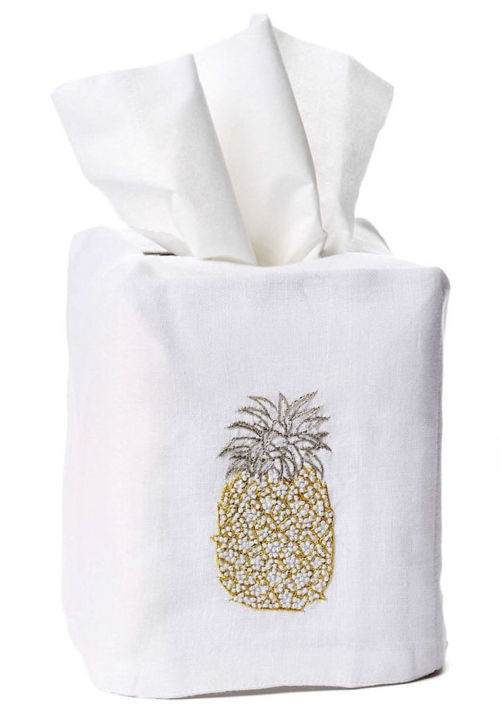 Pineapple Tissue Box Cover - Loro Lino Fine Linens